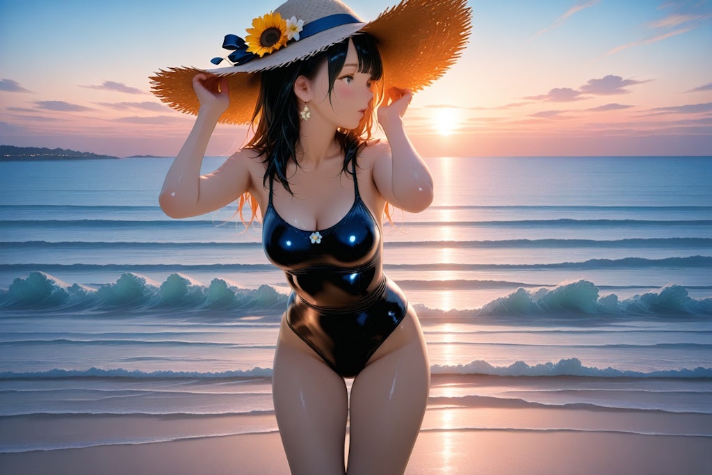 🌊💕スク水と麦わら帽子と夏の記憶💕🌊