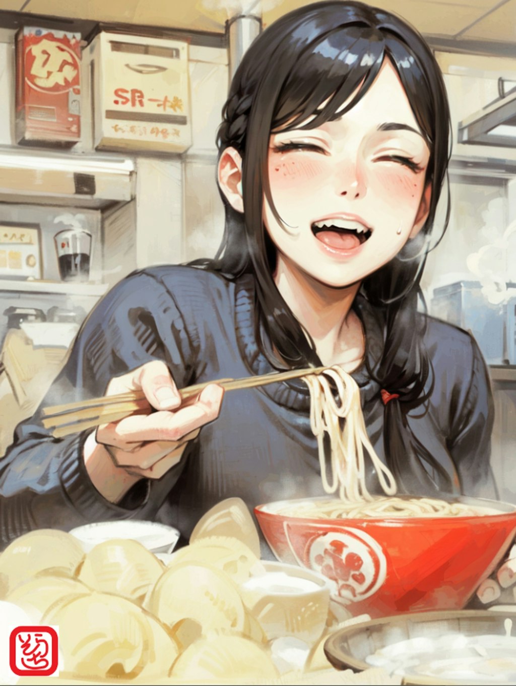 「だからここのラーメン美味いっていったでしょ!!」