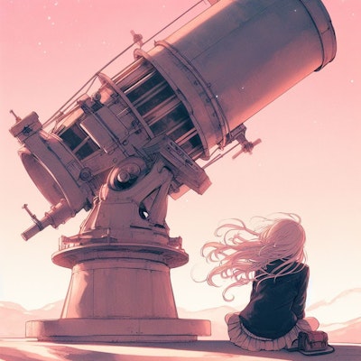 天体望遠鏡と少女
