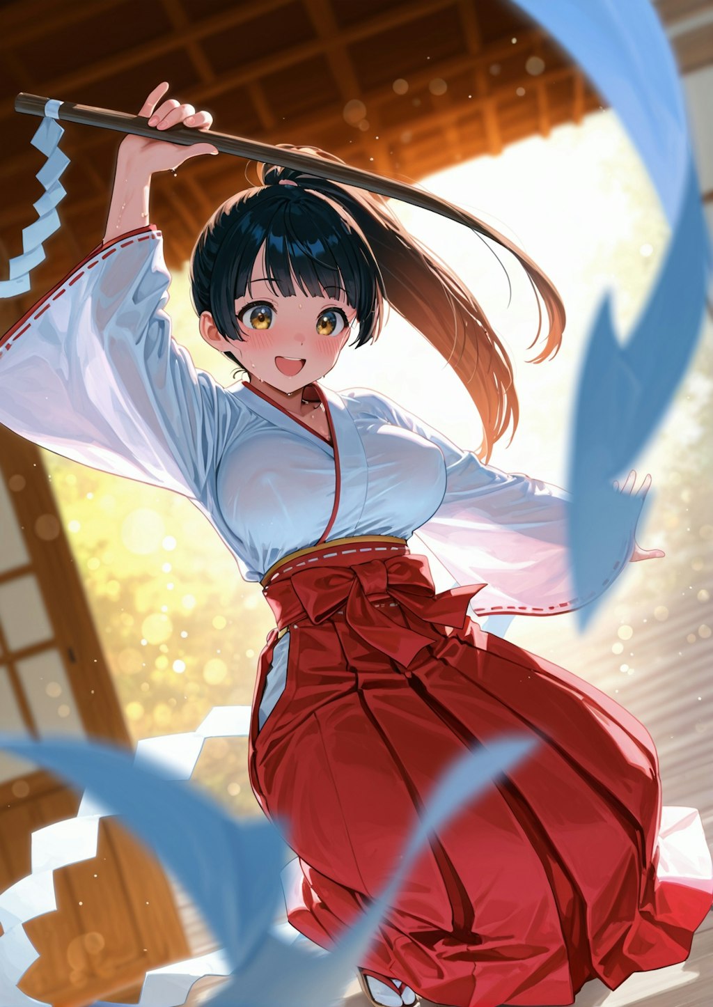 楽しそうに舞を踊る巫女さん