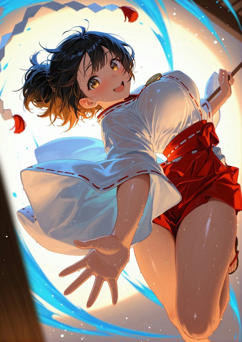 楽しそうに舞を踊る巫女さん
