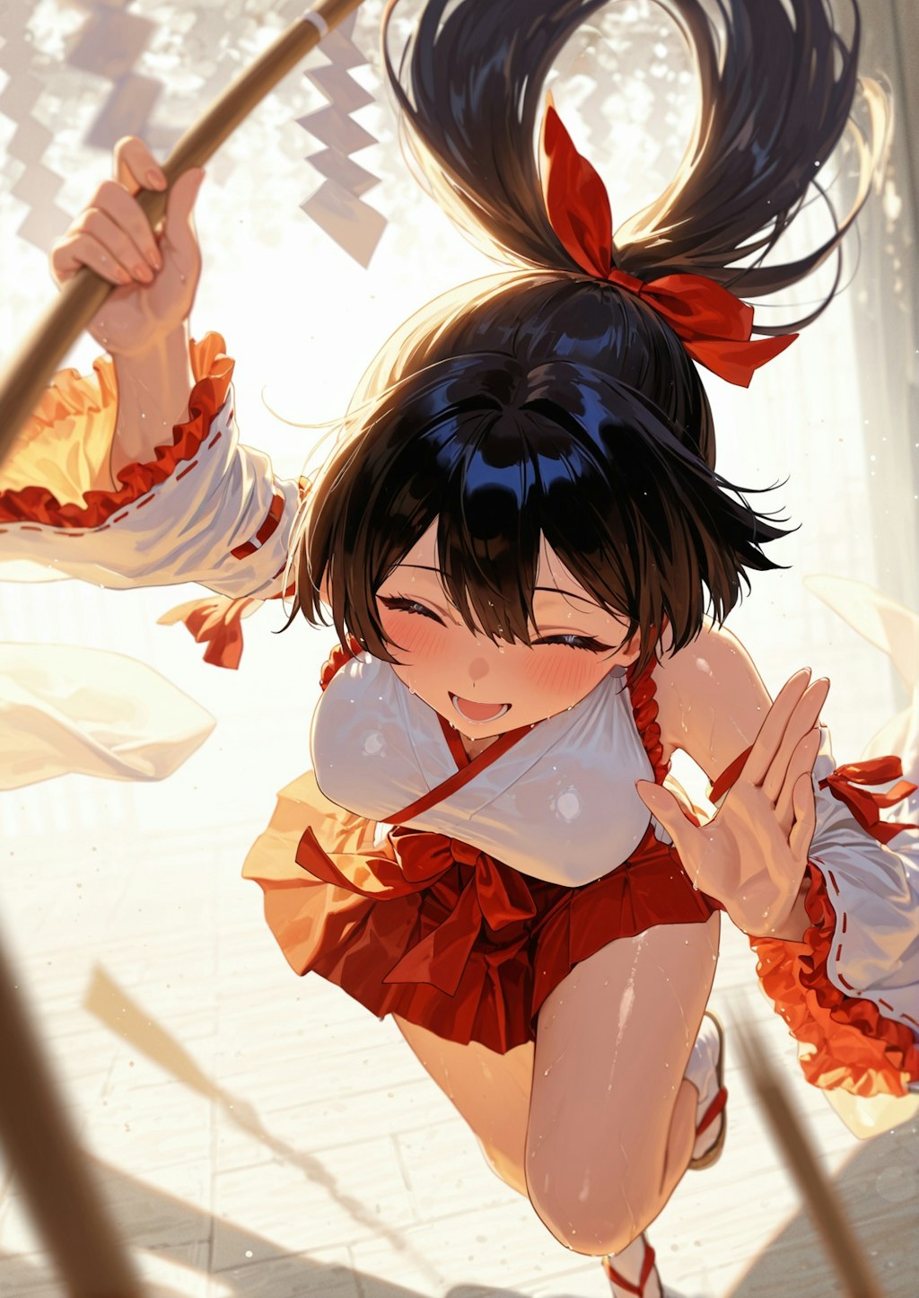 楽しそうに舞を踊る巫女さん