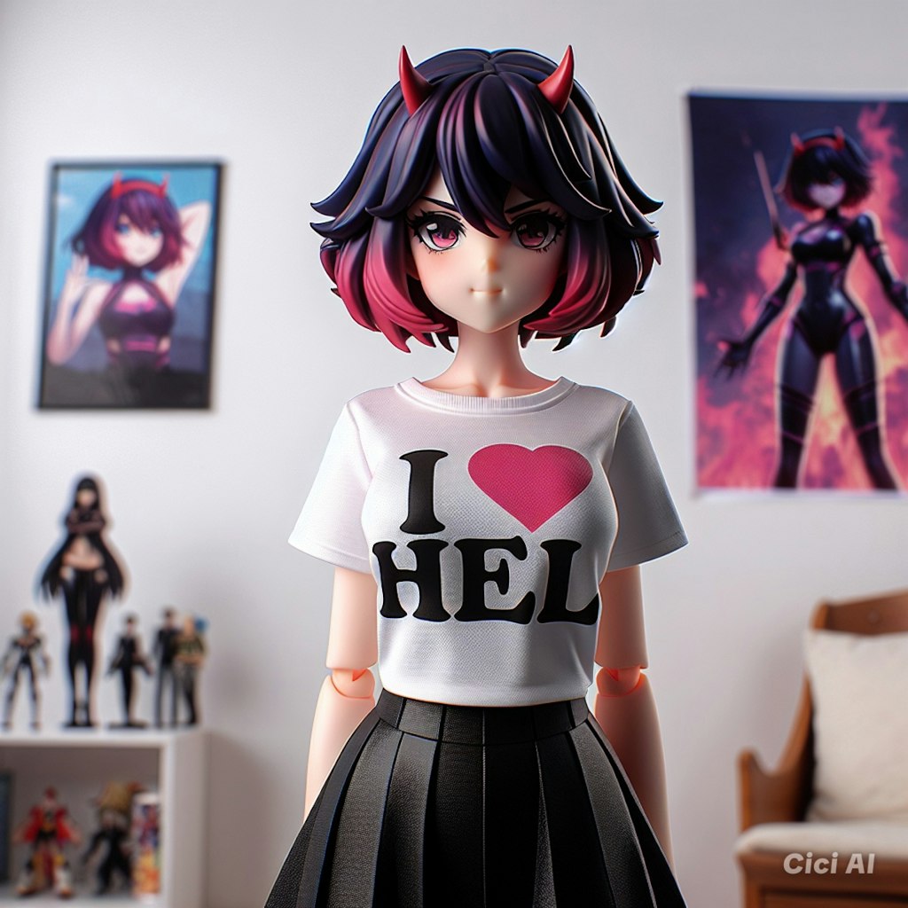 「I love Hell」Tシャツを着ている女の子。