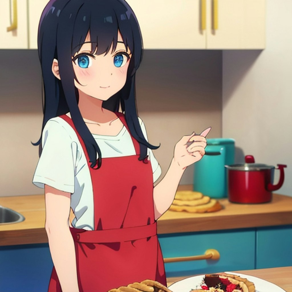 フルーツパイを焼いた小さな女の子