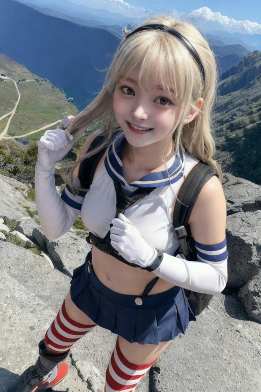 登山を楽しむ島風コスちゃん