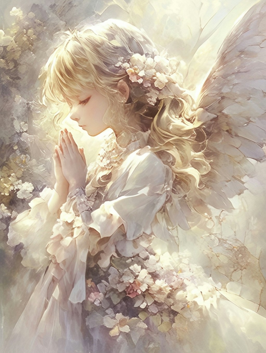 紫陽花と梅雨時の天使の祈り