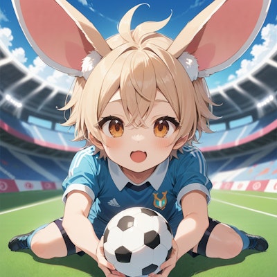 うさ耳のサッカー少年