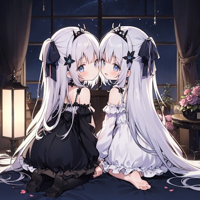 夜の部屋の双子