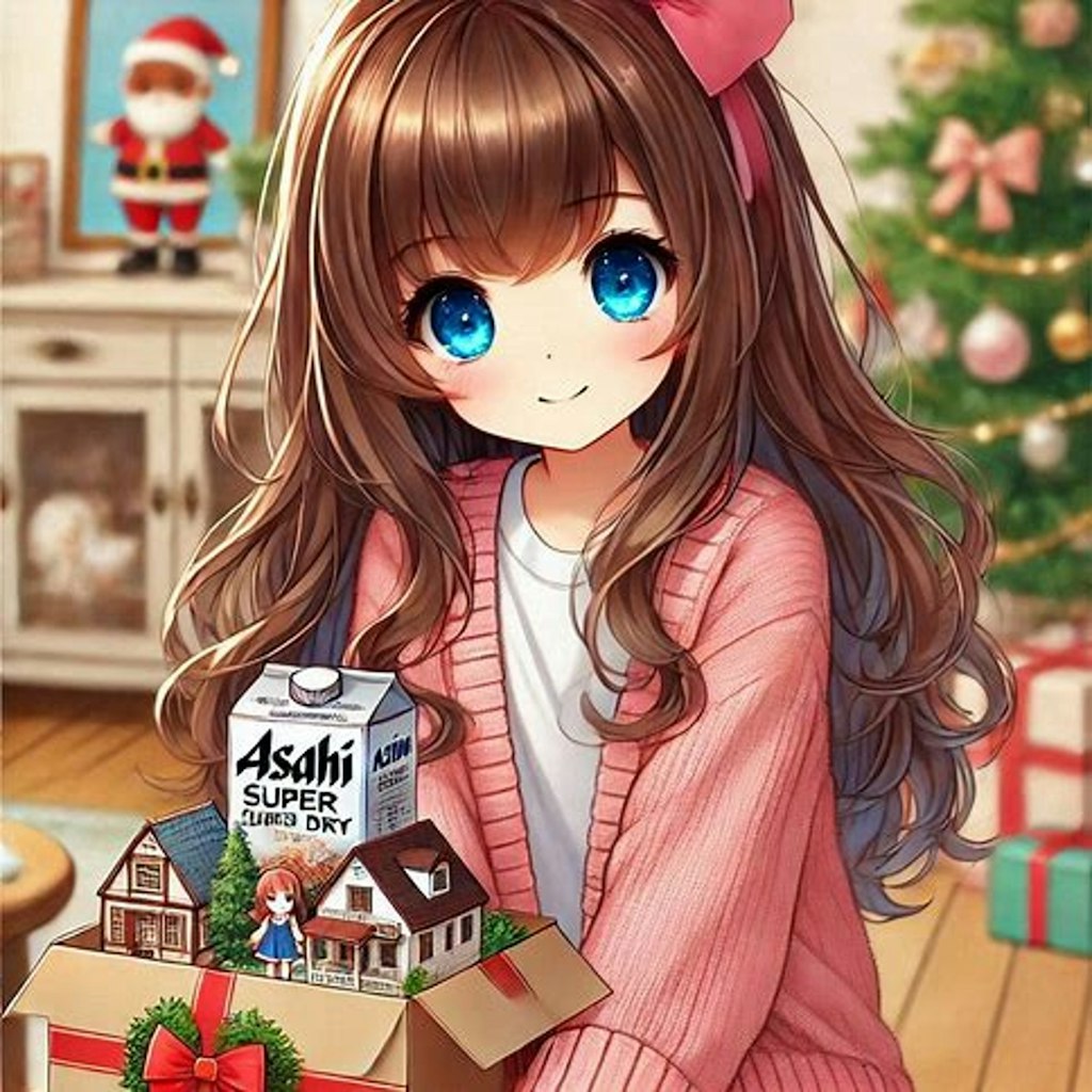 クリスマスプレゼントを喜ぶ小さな女の子