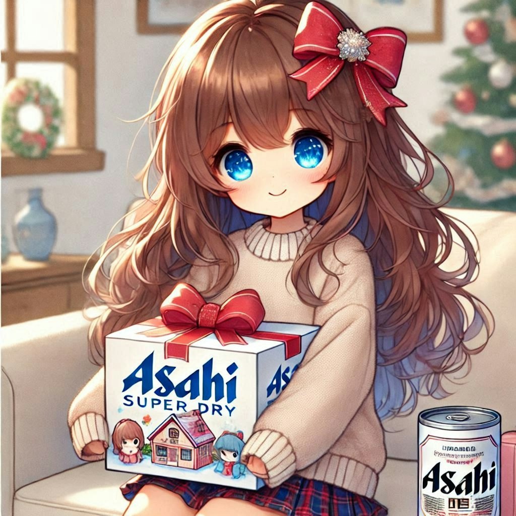 クリスマスプレゼントを喜ぶ小さな女の子