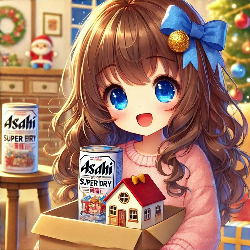 クリスマスプレゼントを喜ぶ小さな女の子