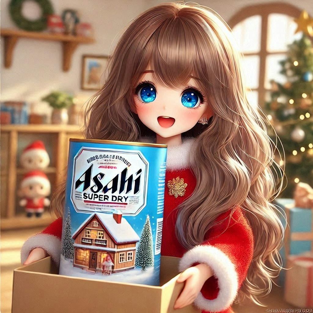 クリスマスプレゼントを喜ぶ小さな女の子