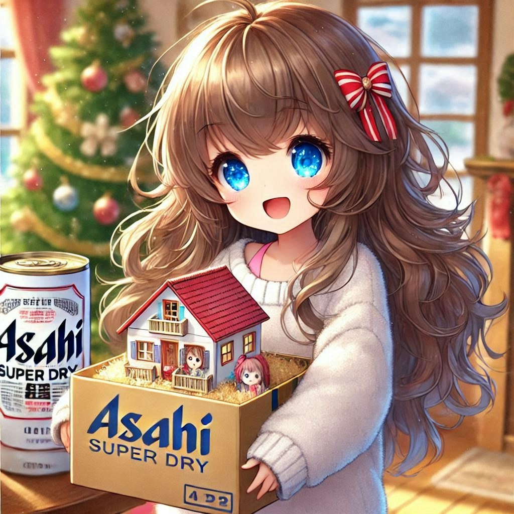 クリスマスプレゼントを喜ぶ小さな女の子