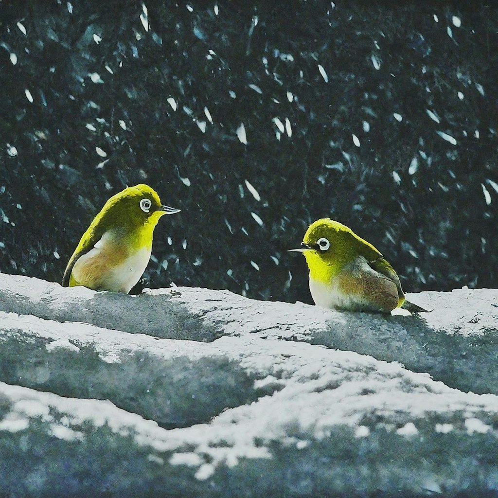 White-eyes in winter night (1)