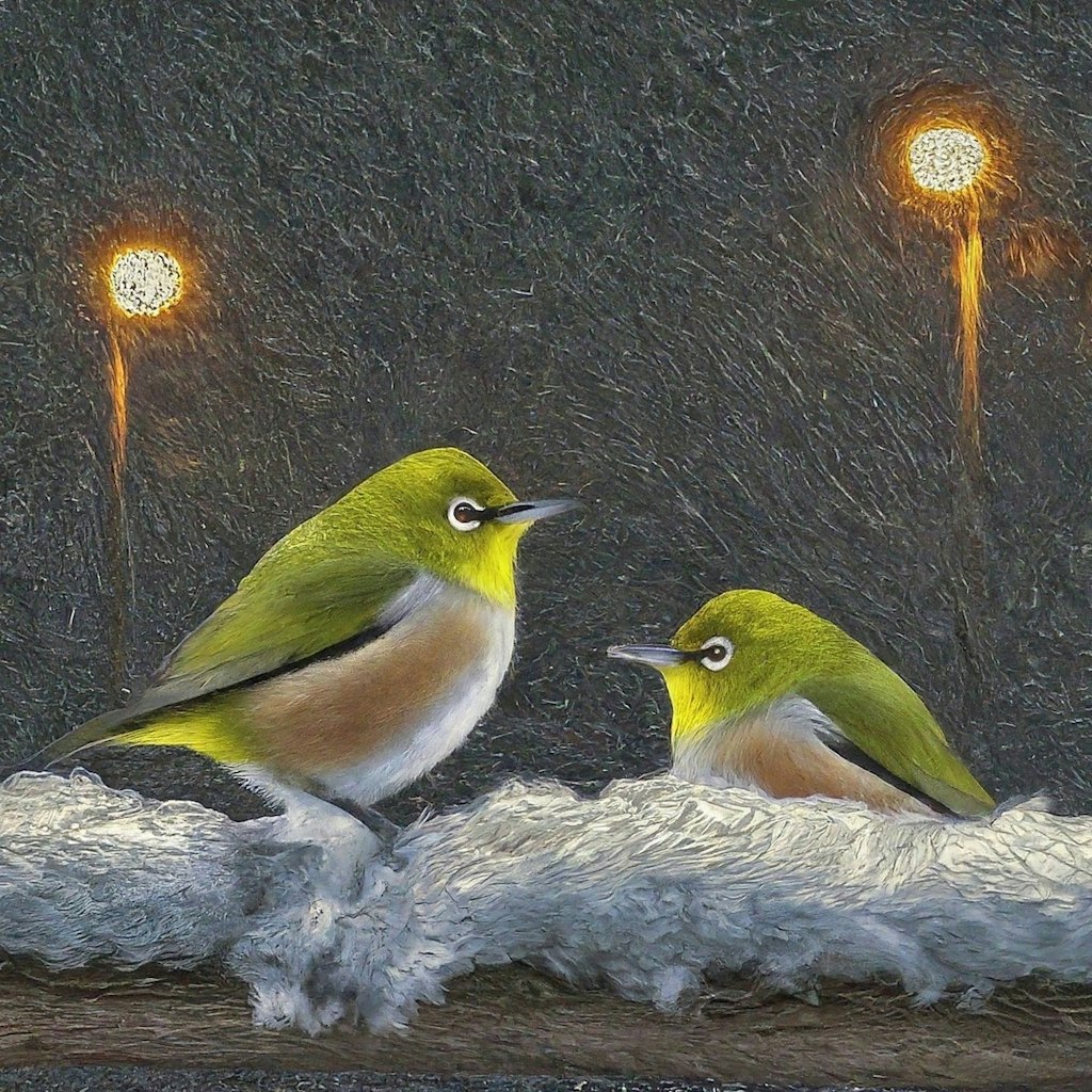 White-eyes in winter night (1)