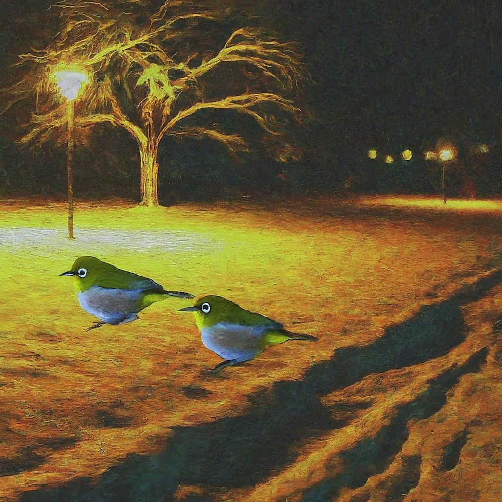 White-eyes in winter night (1)