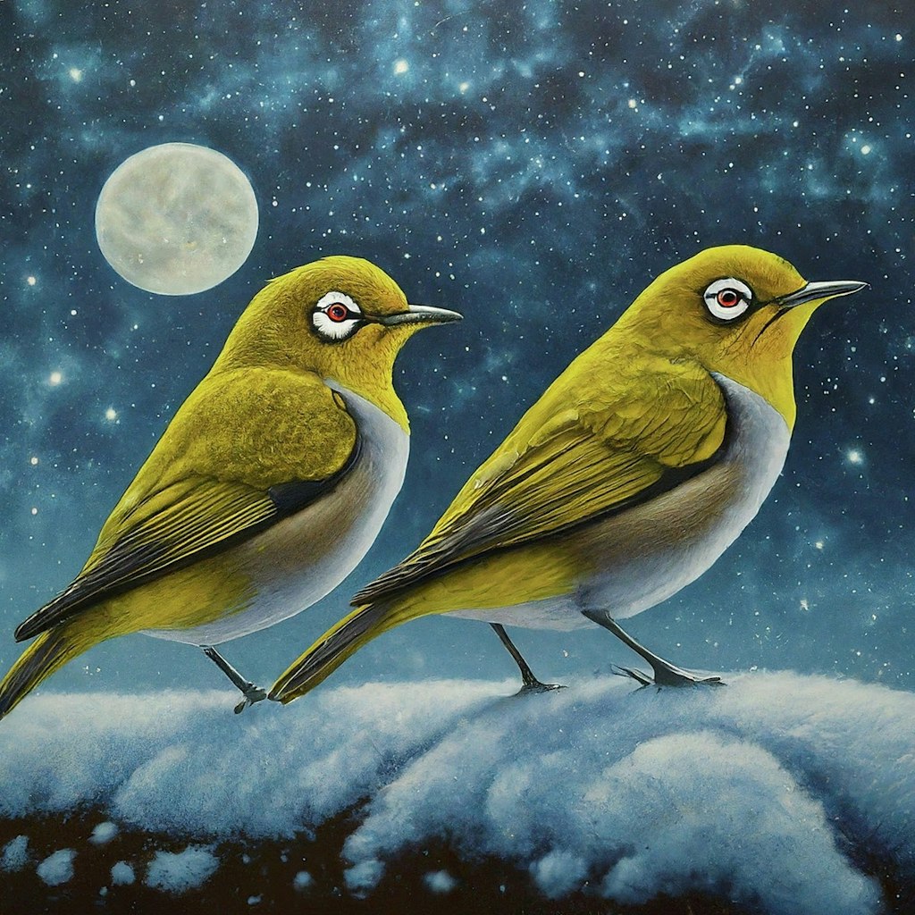 White-eyes in winter night (1)