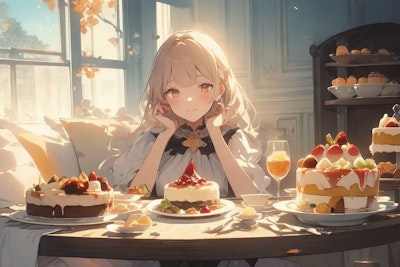 Girl eating dessert 6