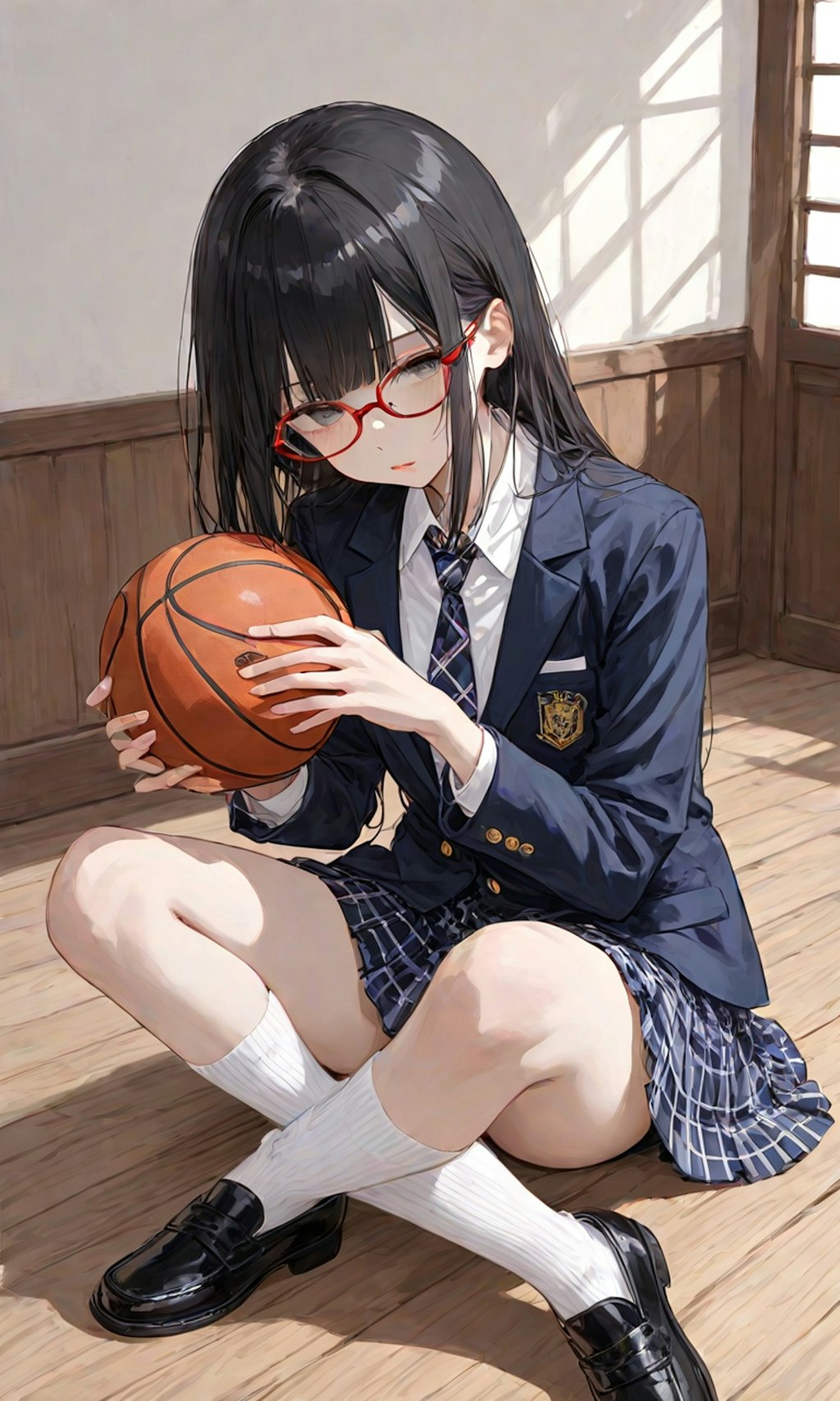 バスケットボールを抱えた子