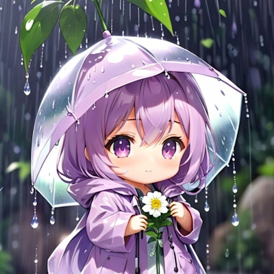 雨と紫髪ちゃん