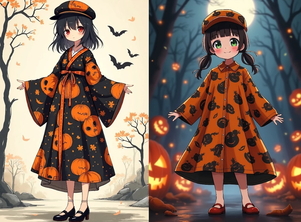 秋服と浮世絵ハロウィン８枚