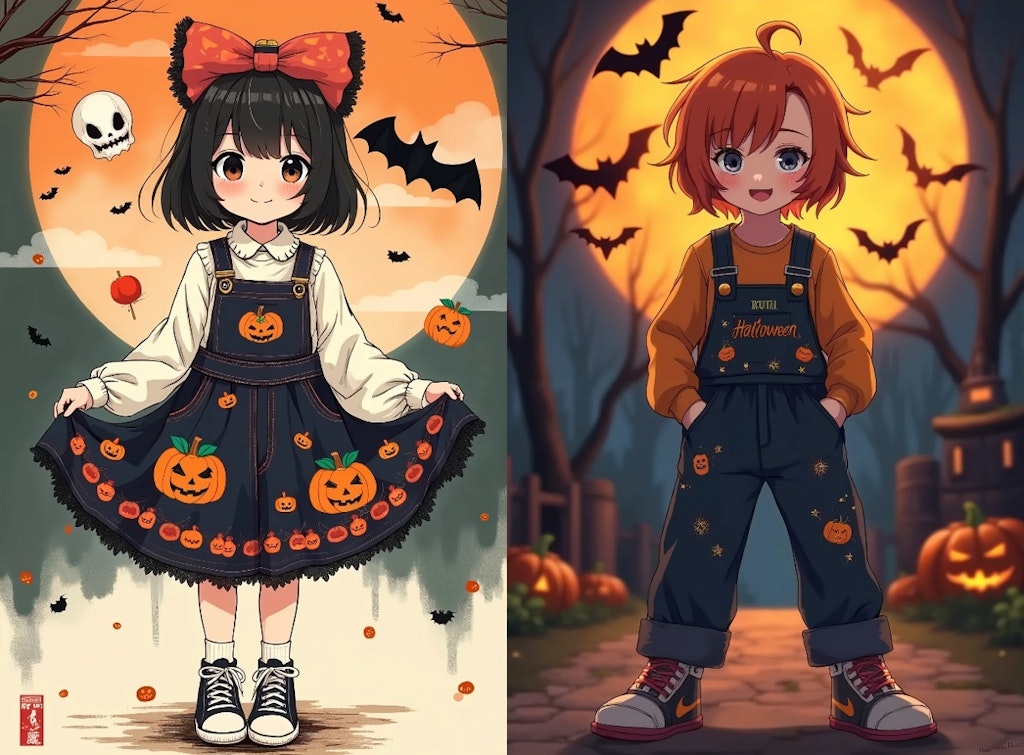 秋服と浮世絵ハロウィン８枚