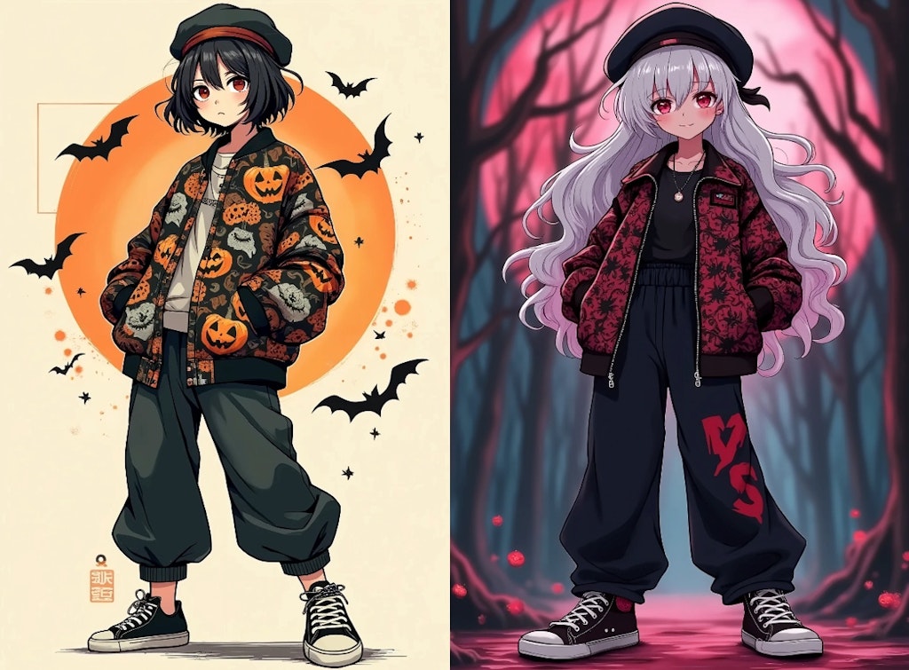 秋服と浮世絵ハロウィン８枚