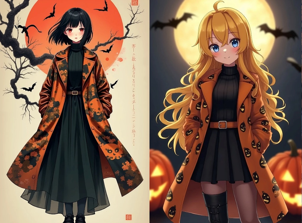 秋服と浮世絵ハロウィン８枚