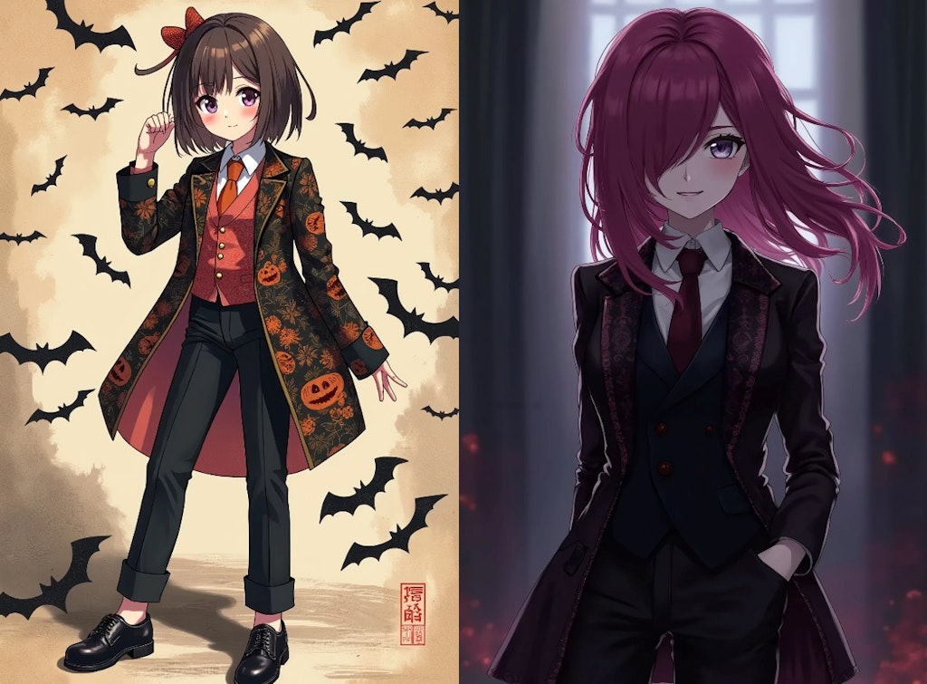 秋服と浮世絵ハロウィン８枚