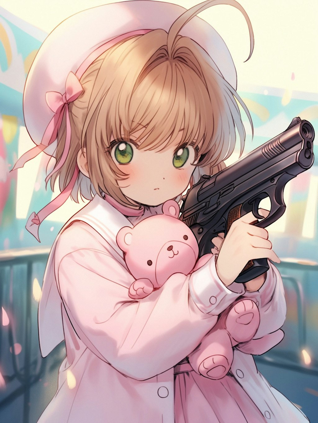 銃を構えるさくらちゃん