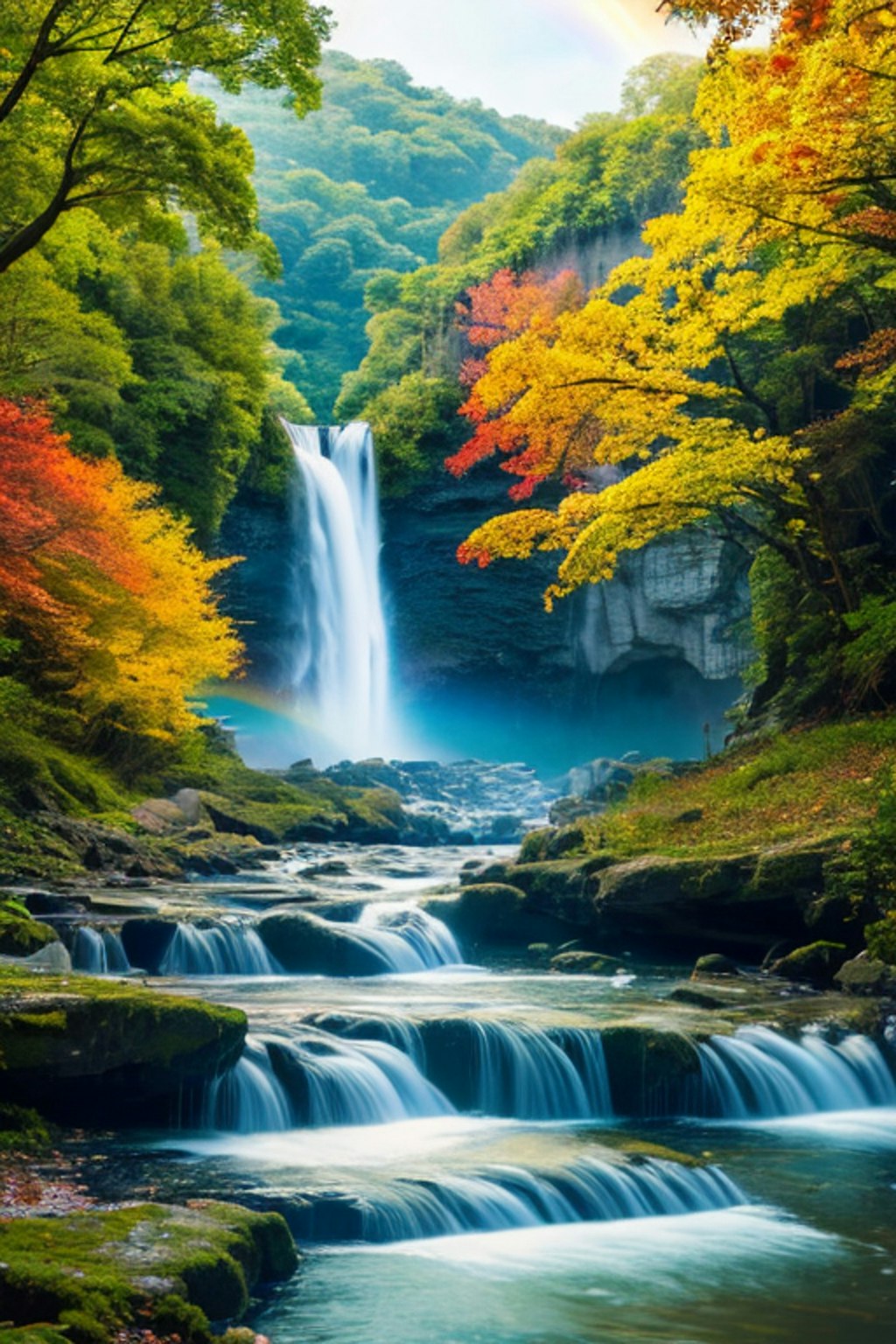 大瀑布と紅葉