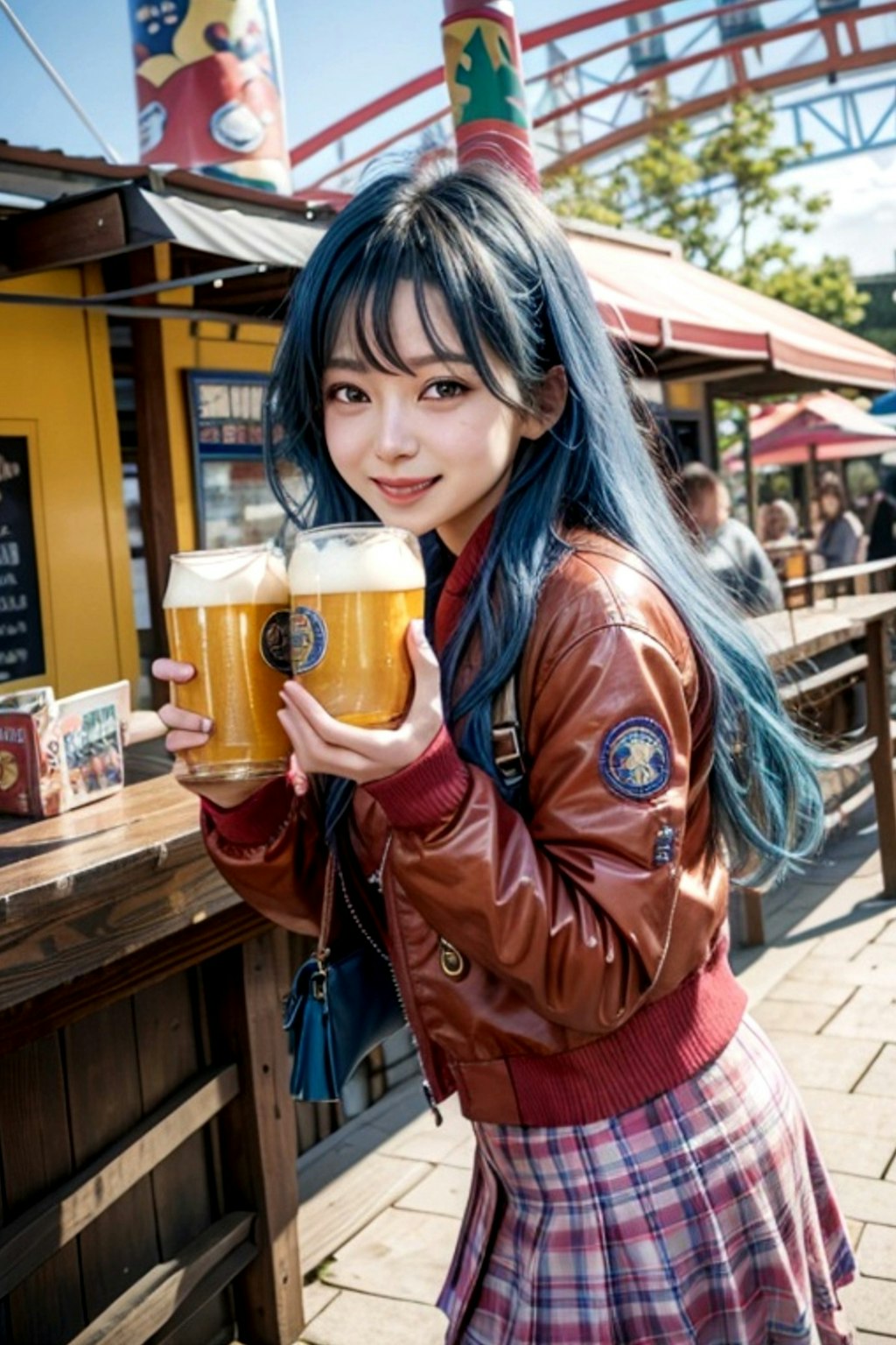 遊園地でビールデート