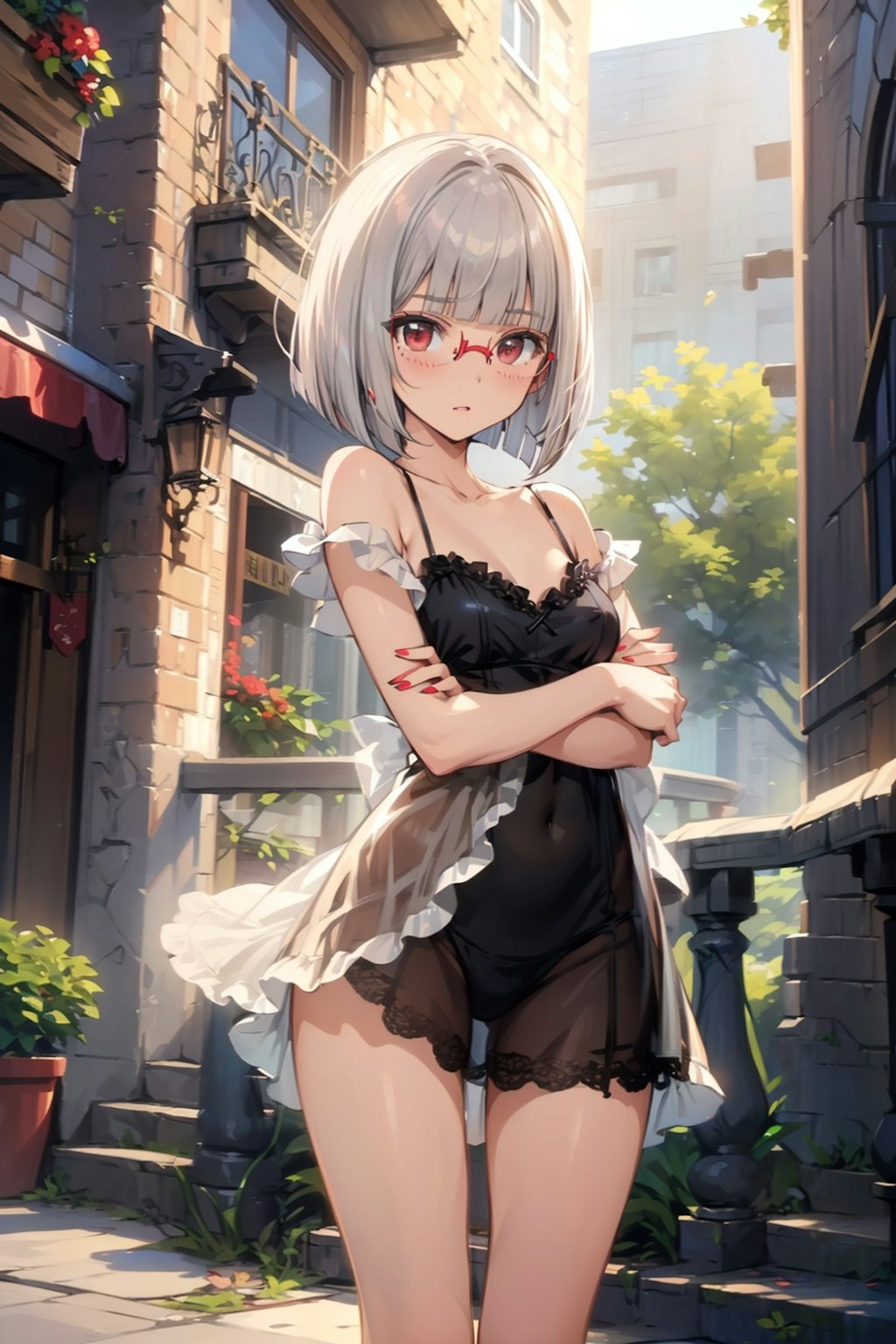 ネグリジェの眼鏡っ娘