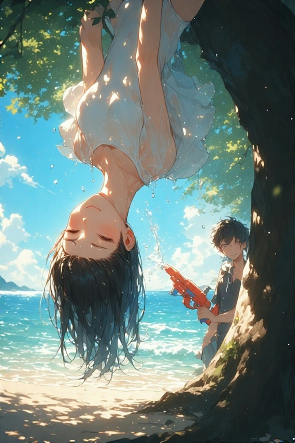 虜囚に水かけ遊び