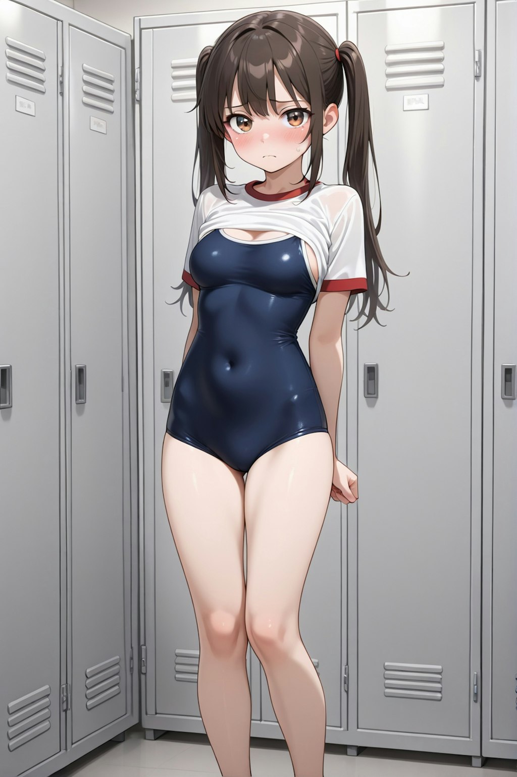 ツインテ体操服＋スク水の子をちょっとずつ剥がしていく