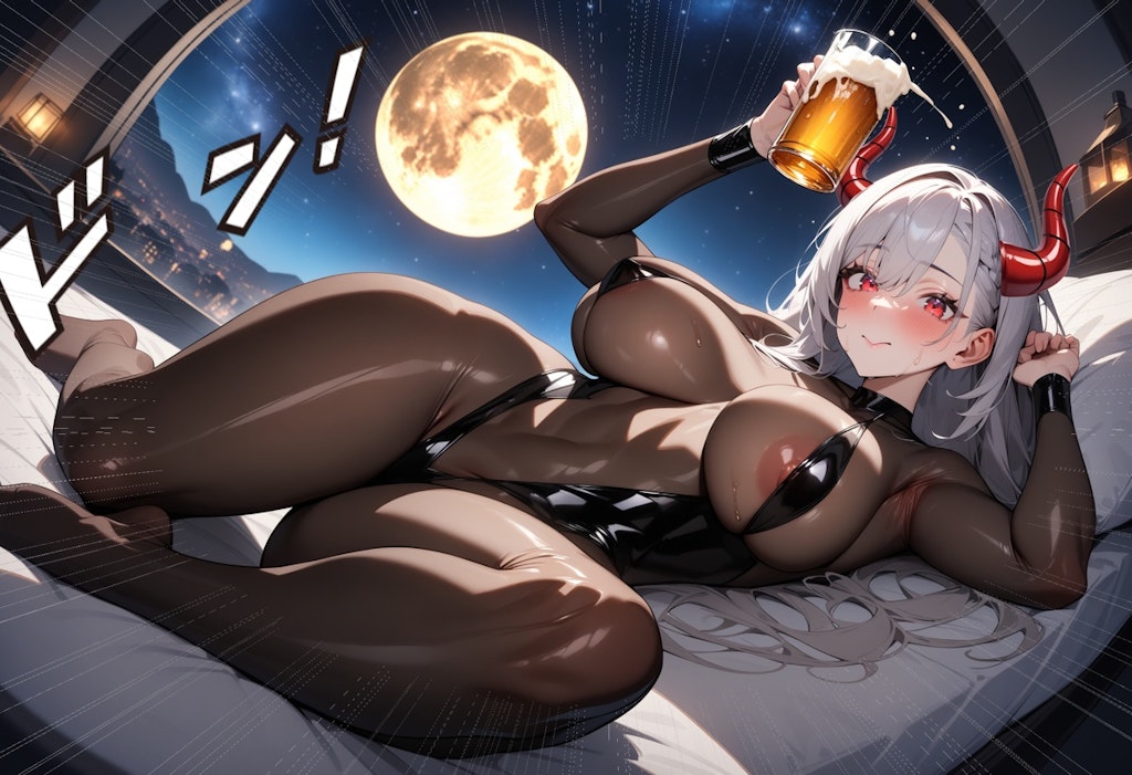 飲み過ぎたお月見魔王さま