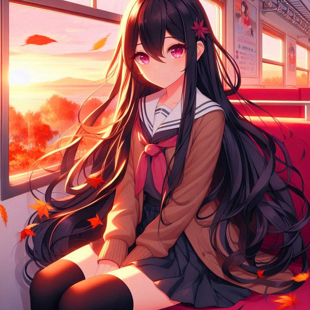 列車の旅に出た、うちの子と夕焼け空＊その1(11枚)