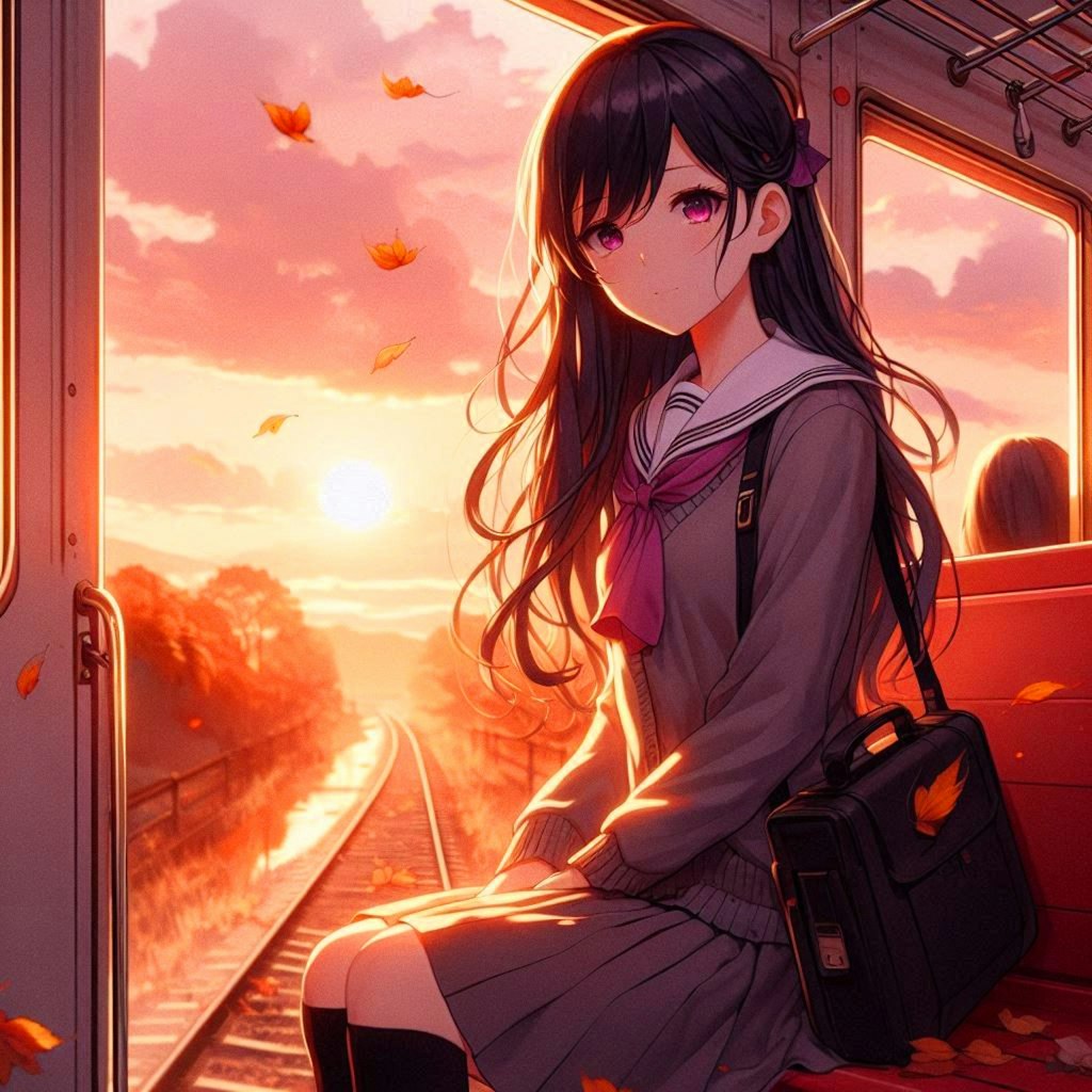 列車の旅に出た、うちの子と夕焼け空＊その1(11枚)