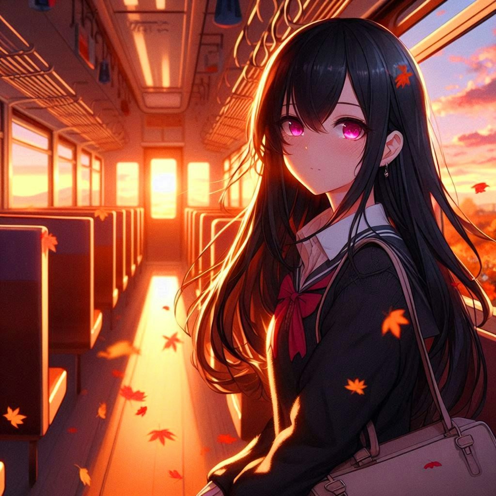 列車の旅に出た、うちの子と夕焼け空＊その1(11枚)