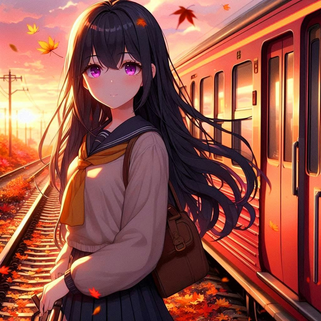 列車の旅に出た、うちの子と夕焼け空＊その1(11枚)