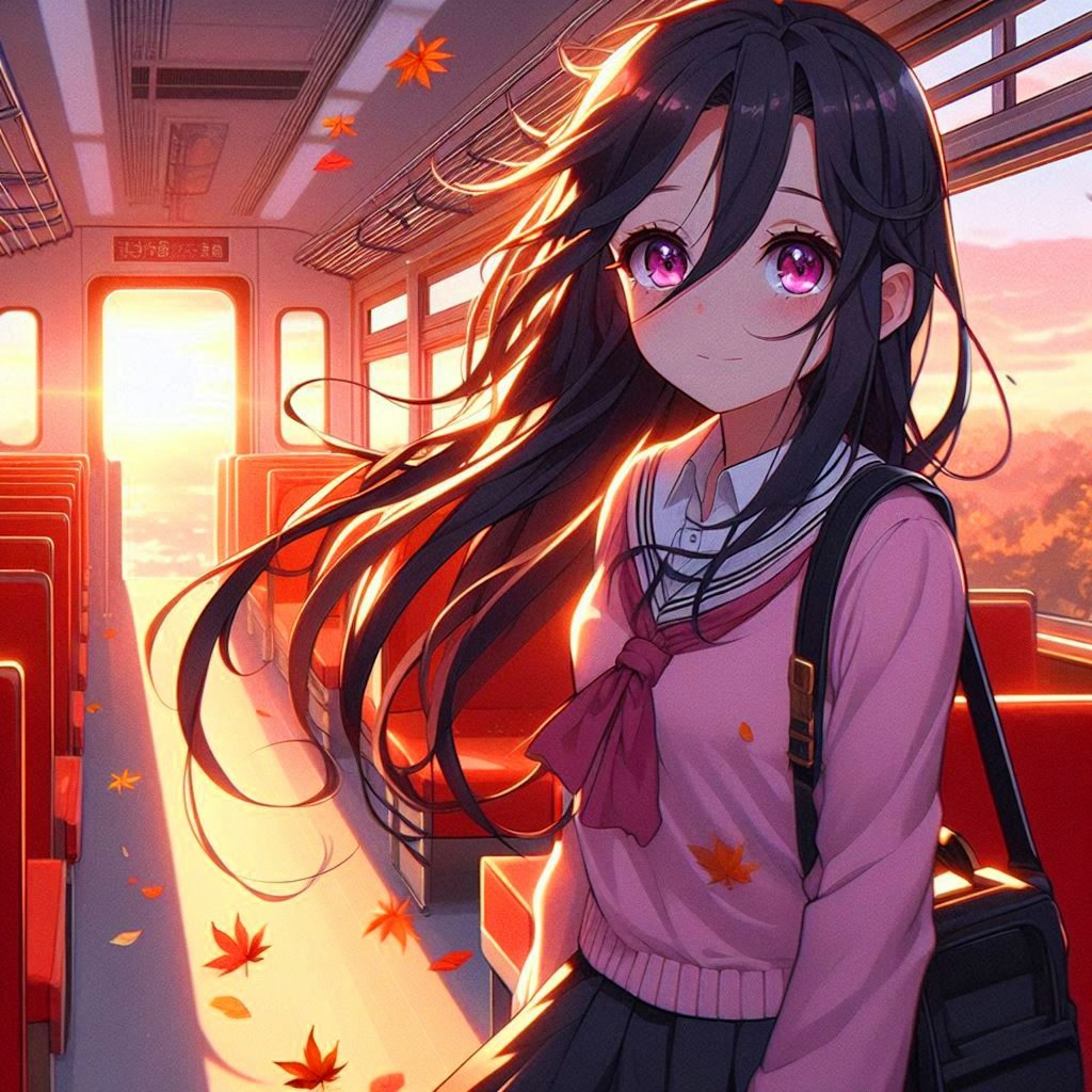 列車の旅に出た、うちの子と夕焼け空＊その1(11枚)