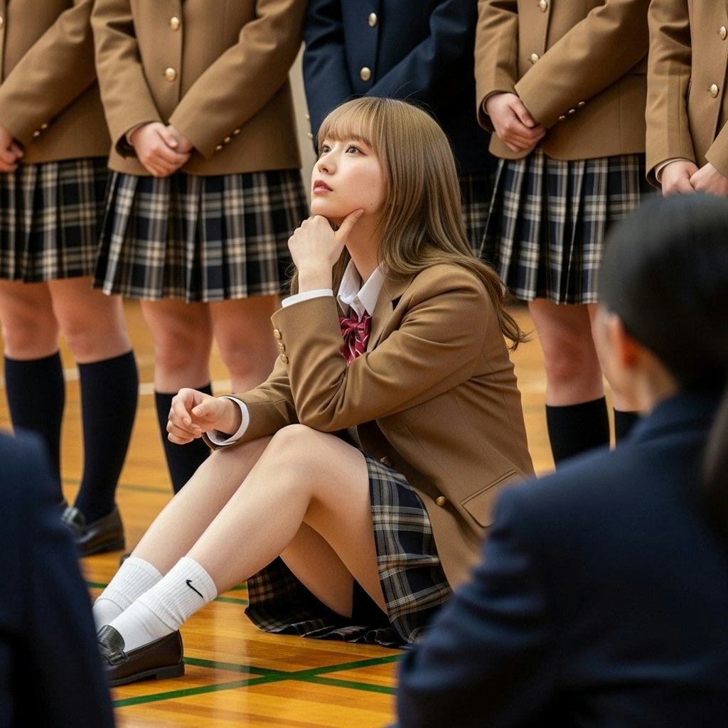 体育館で観戦