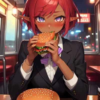 ハンバーガー、大好き I love hamburgers!