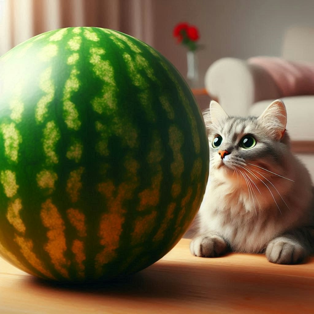 スイカと猫
