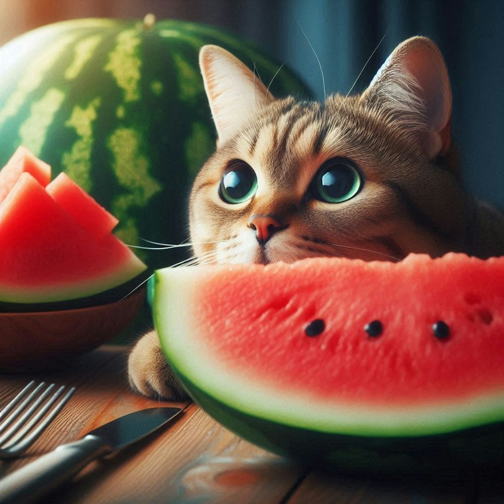スイカと猫