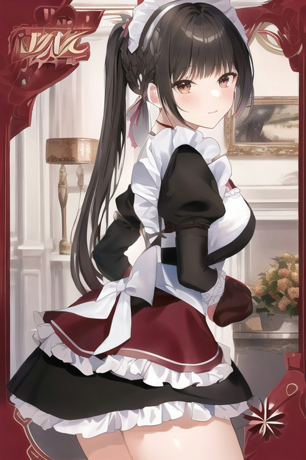 Dark Red Leather Maid