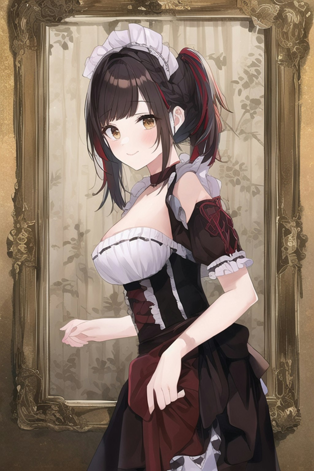 Dark Red Leather Maid