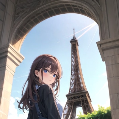Eiffel Tower, 1girl,