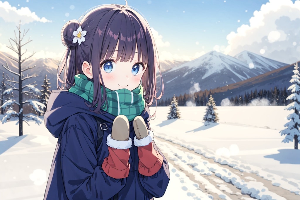 朝の雪原のおだんごちゃん🍡✨❄⛄