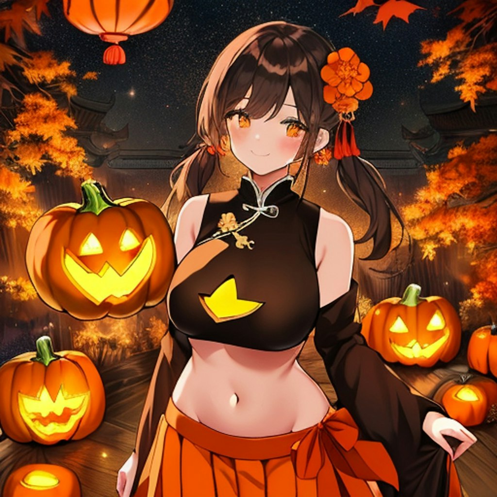 ヘソ出しチャイナドレスのハロウィンです